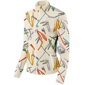 Swing Juice Golf Strokes Full Zip Jacket Size Medium Ivory Multicolor Athleisure